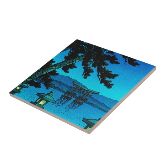 クールな日本の月明りの夜ゲートの海のhasuiのkawase タイル (側面)