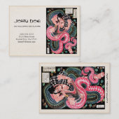 クールな日本の武士の英雄の戦士のヘビの戦い 名刺 (正面/裏面)