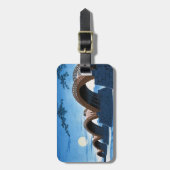 クールな日本の素晴らしい橋waterscape夜月 ラゲッジタグ (正面縦)