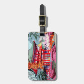 クールな日本の赤い寺院の春Asano Takeji ラゲッジタグ (正面縦)