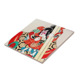 クールな日本のkabukiの戦士俳優の武士の人の芸術 タイル