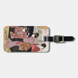 クールな日本のukiyo-eのトリオの芸者の女性スクロール ラゲッジタグ