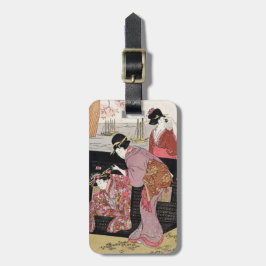 クールな日本のukiyo-eのトリオの芸者の女性スクロール ラゲッジタグ