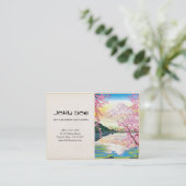 クールな日本人の春の桜の富士の芸術湖 名刺 (スタンド正面)