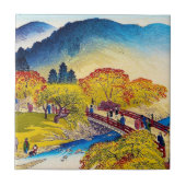 クールな日本山のフォールリバー橋景色 タイル (正面)