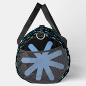 クールな星マークのオシャレな海の色のイニシャルが黒の大きなデザイン ダッフルバッグ (右)