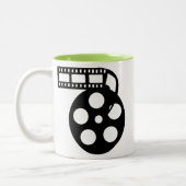 クールな映画フィルムの巻き枠 ツートーンマグカップ (左)