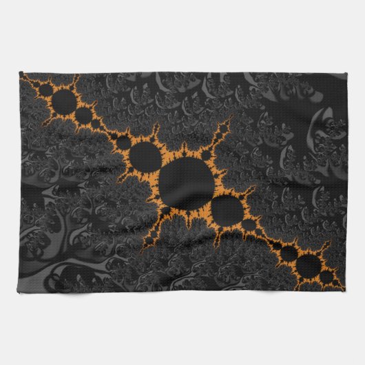 クールな曼荼羅パターンとの空想及びおもしろいのフラクタル キッチンタオル (横)