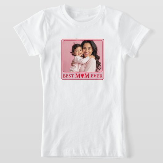 クールな最高のママ ピンク写真 Tシャツ (レイダウン)
