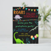 クールな有史以前の恐竜の誕生日の招待 出欠カード (スタンド正面)