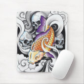 クールな東洋のコイのコイのスカルの入れ墨 マウスパッド (マウス)