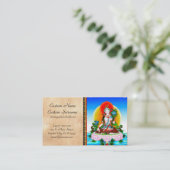 クールな東洋のチベットのthangkaの白いタラの入れ墨 名刺 (スタンド正面)