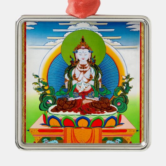 クールな東洋のチベットのthangka仏Locani メタルオーナメント (正面)