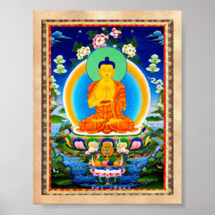 クールな東洋のチベットのthangka Prabhutaratna仏 ポスター