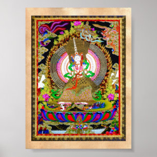 クールな東洋のチベットのthangka Usnisa Sitatapatra ポスター