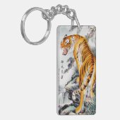 クールな東洋の中国ので柔らかいトラの水彩画インク キーホルダー (正面左)