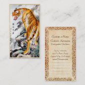 クールな東洋の中国ので柔らかいトラの水彩画インク 名刺 (正面/裏面)