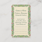 クールな東洋の中国ので赤いケシの花の水彩画 名刺 (裏面)