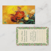 クールな東洋の中国ので赤いケシの花の水彩画 名刺 (正面/裏面)