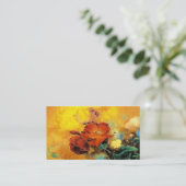 クールな東洋の中国ので赤いケシの花の水彩画 名刺 (スタンド正面)