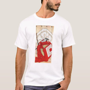 クールな東洋の伝統的で日本ので赤い武士 Tシャツ