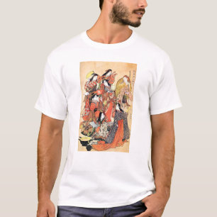クールな東洋の伝統的で日本のな女性 Tシャツ