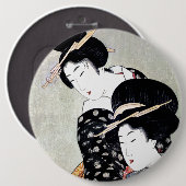 クールな東洋の日本ので伝統的な芸者の芸術 缶バッジ (正面&裏面)