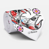 クールな東洋の日本ので白いコイの魚のコイの入れ墨 ネクタイ (ロール)