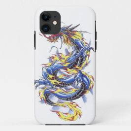 クールな東洋の日本ので青いドラゴンのtatttoo iPhone 11 ケース