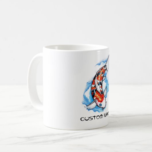 クールな東洋の日本のなコイのコイの雲の入れ墨 コーヒーマグカップ (正面左)