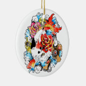 クールな東洋の日本のなコイのコイの魚の花 セラミックオーナメント (右)