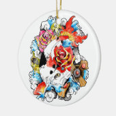 クールな東洋の日本のなコイのコイの魚の花 セラミックオーナメント (左)