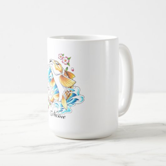 クールな東洋の日本のなコイのコイの魚水入れ墨 コーヒーマグカップ (正面右)
