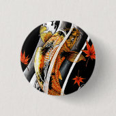 クールな東洋の日本のなコイの幸運なコイ水インク 缶バッジ (正面)