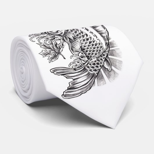 クールな東洋の日本のなコイの魚のコイの入れ墨 ネクタイ (ロール)