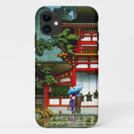 クールな東洋の日本のクラシックな寺院雨芸術 iPhone 11 ケース