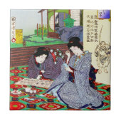 クールな東洋の日本のクラシックな芸者の女性庭 タイル (正面)