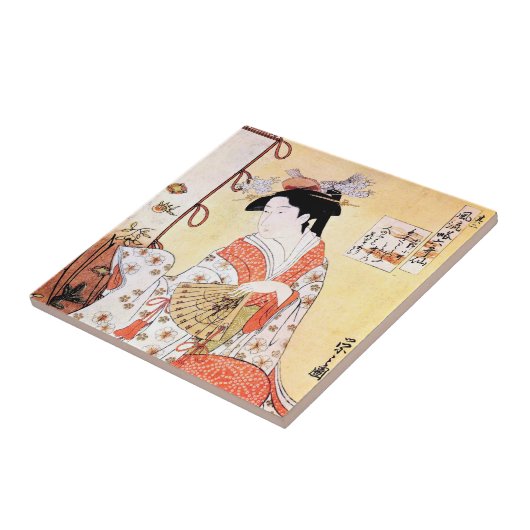 クールな東洋の日本のクラシックな芸者の女性芸術の鳴き声 タイル (側面)