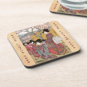 クールな東洋の日本のクラシックな芸者の女性芸術 コースター (左側)