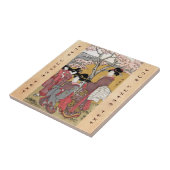 クールな東洋の日本のクラシックな芸者の女性芸術 タイル (側面)