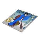 クールな東洋の日本のクラシックな芸者の女性芸術 タイル (側面)