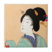 クールな東洋の日本のクラシックな芸者の女性芸術 タイル (正面)