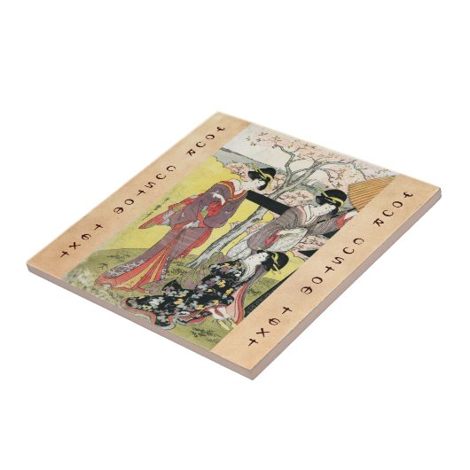 クールな東洋の日本のクラシックな芸者の女性芸術 タイル (側面)