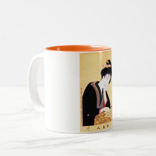 クールな東洋の日本のクラシックな芸者の女性芸術 ツートーンマグカップ (正面左)