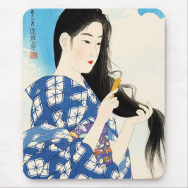 クールな東洋の日本のクラシックな芸者の女性芸術 マウスパッド