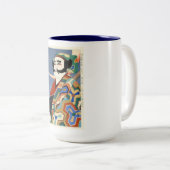 クールな東洋の日本のクラシックなkabuki俳優の芸術 ツートーンマグカップ (正面右)