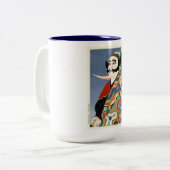 クールな東洋の日本のクラシックなkabuki俳優の芸術 ツートーンマグカップ (正面左)