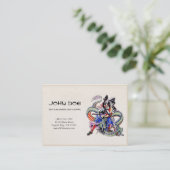 クールな東洋の日本のドラゴンの武士の戦いの入れ墨 名刺 (スタンド正面)