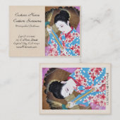 クールな東洋の日本のヴィンテージの女性傘の芸術 名刺 (正面/裏面)
