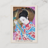 クールな東洋の日本のヴィンテージの女性傘の芸術 名刺 (裏面)